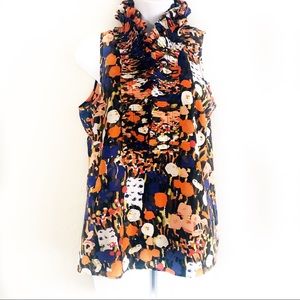 J. CREW Blouse 100% Silk High Neck Ruffle Top